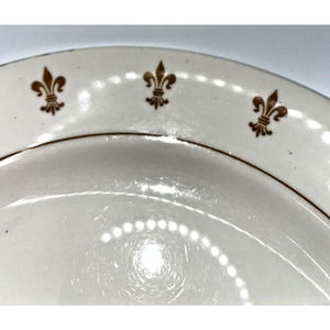 vtg Dinner plate Homer Laughlin Restaurant Ware USAwhite w brown Fleur de lis 4